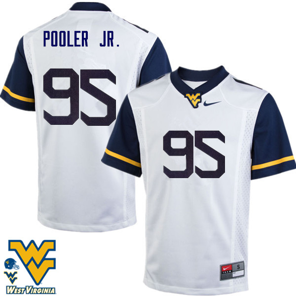 Men #95 Jeffery Pooler Jr. West Virginia Mountaineers College Football Jerseys-White